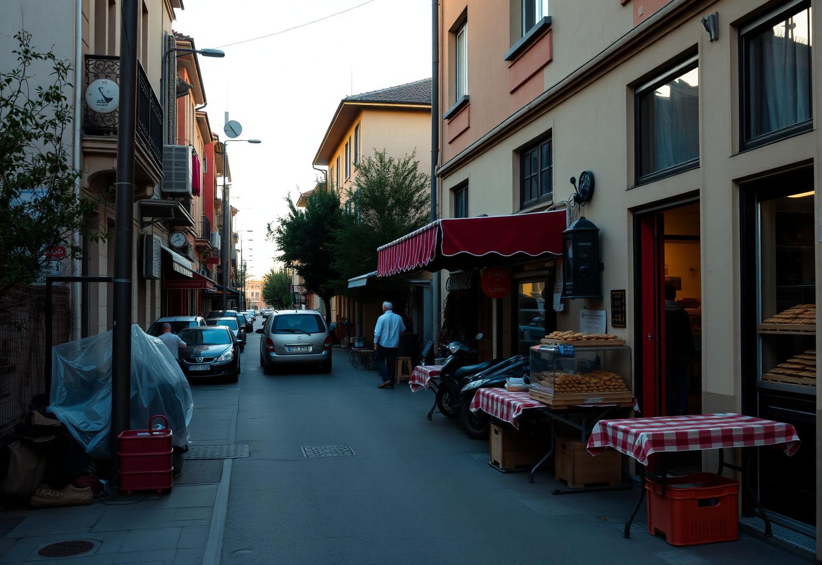 Straßenszene in der Innenstadt von Varna mit Passanten und Altbaufassaden
